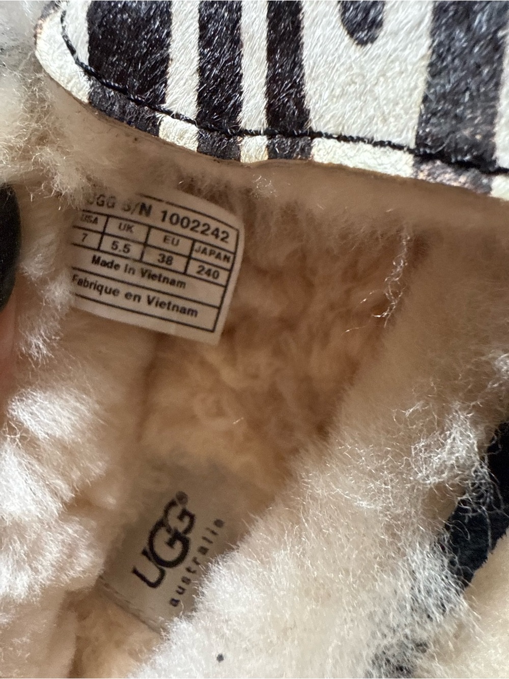 Ugg Zebra Print Fuzzy Lined Moccasin Slippers - Picture 6 of 9